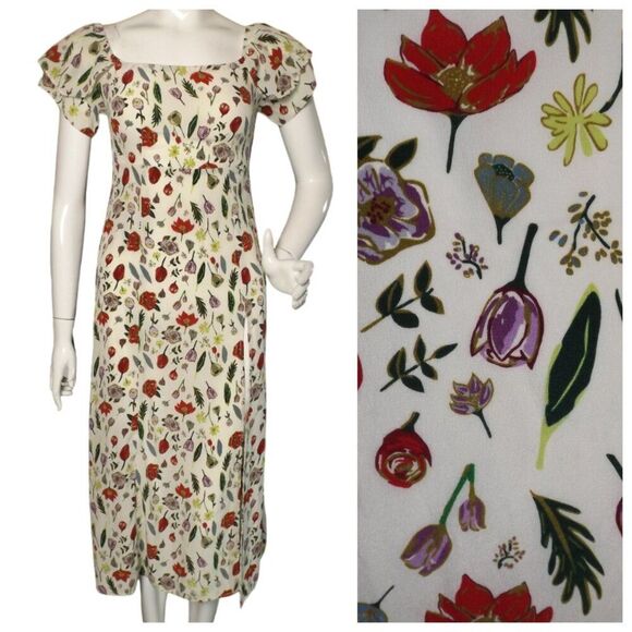 Stone Cold Fox Dresses & Skirts - STONE COLD FOX Dress, 1/S, Silk Floral, Off Shoulder, HIGH slit/Vent, Midi, Zip